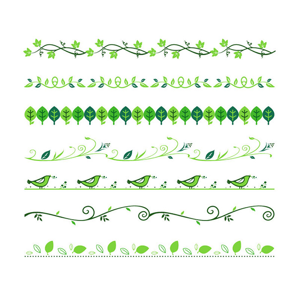 vector spring set nature leaves ivy green free download free floral dividers borders birds 