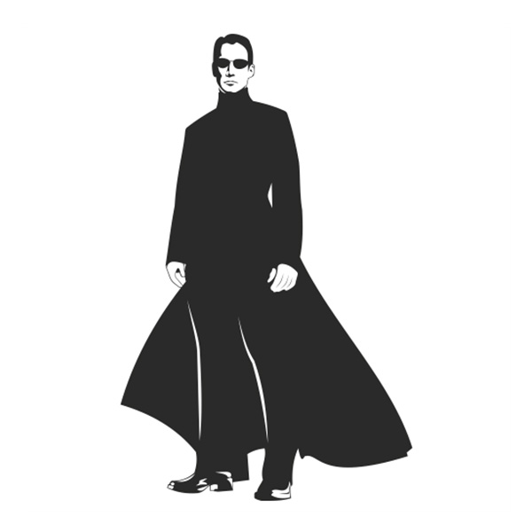 vector standing silhouette neo movie matrix man illustration free download free 