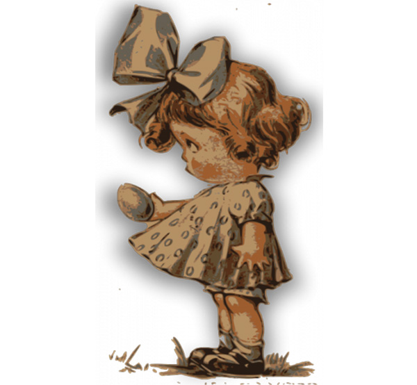 vintage vector painting old fashioned little girl free download free egg easter child bow 