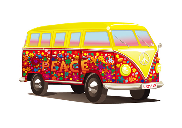 volkswagon van vintage truck vector van truck retro peace love hippie van free download free flowers colorful 