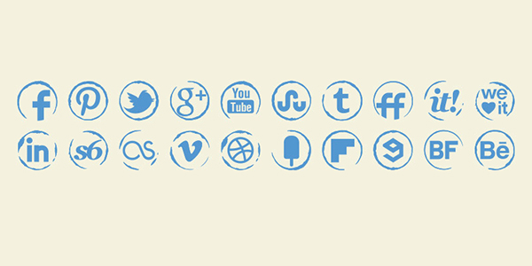 stamp icons social icons ink icons 
