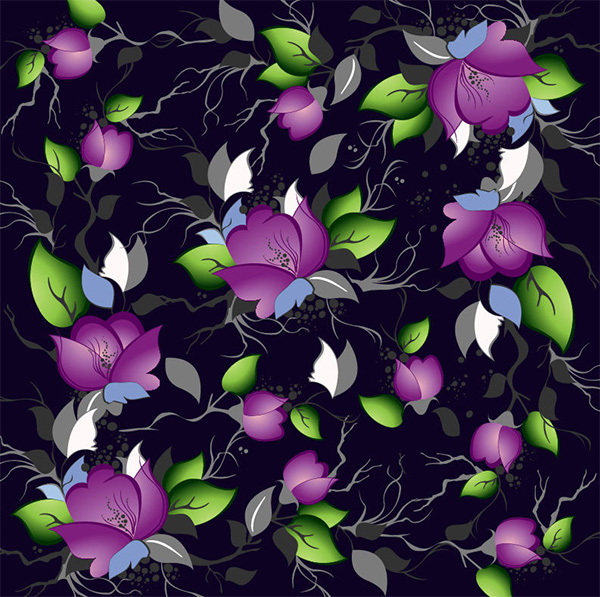 vector seamless purple pattern free download free flowers floral black background 