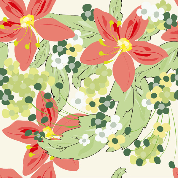 vector seamless pattern orange green free download free flowers floral background abstract 
