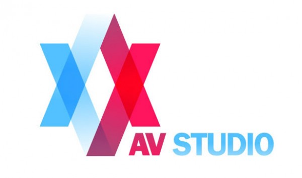 V Studio star red logo letter blue AV abstract A 