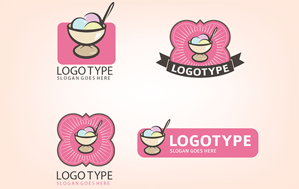 vintage shoppe shop retro pink logotypes logos ice cream 