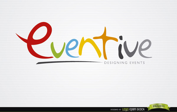typeface logotype logo font eventive event colorful 