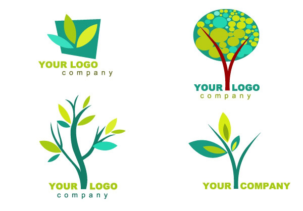 vector tree set organic nature logotypes logos logo leaves free download free ecology eco friendly abstract 