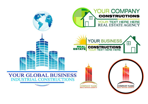 world vector set real estate logotypes logos globe free download free earth corporate buildings 