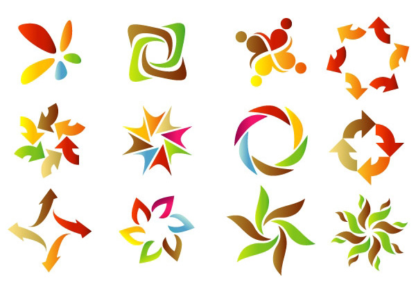 vector swirls pinwheel logotypes logos logo free download free floral colorful circles arrows 
