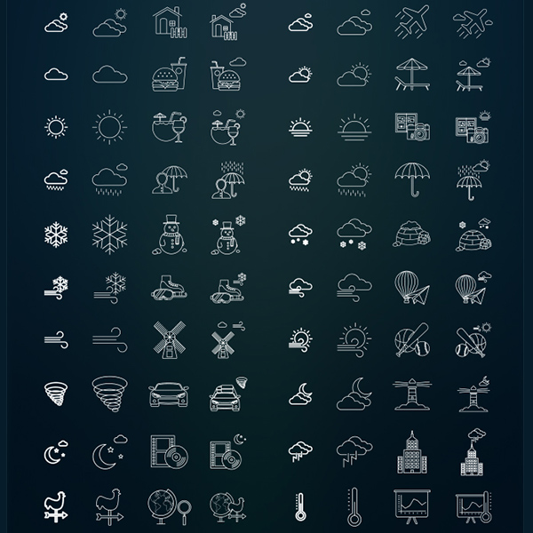 weather line icons weather icons line indra icons 
