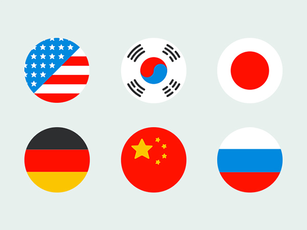 USA set russia korea japan icons germany flags china 