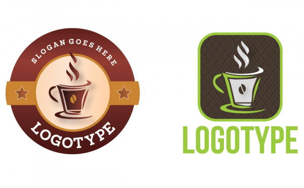 trendy logo coffee shop coffee cup badge 