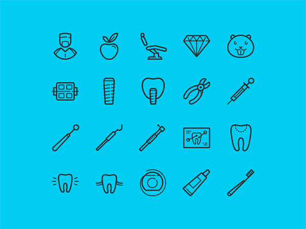 set line icons dentist dental icons 