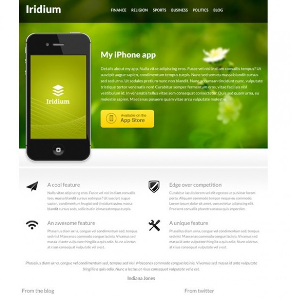 wp wordpress website webpage web unique ui elements ui theme template stylish showcase quality php original new modern mobile landing page mobile apps landing page iridium iphone interface html hi-res HD fresh free download free elements download detailed design css creative clean 