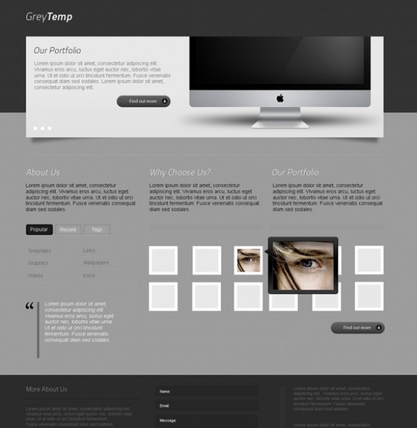 template sleek psd professional portfolio metal grey clean business 2.0 web 