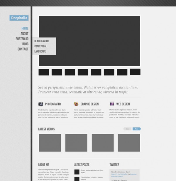 web template Web Design teal simple psd portfolio Photoshop light blue innovative homepage grey free templates free downloads blue 