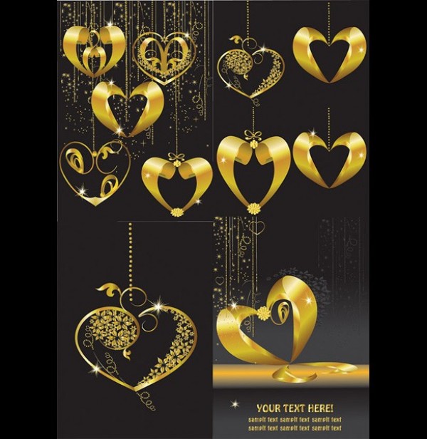 web vector valentines day valentine unique stylish shape romance quality original new love illustrator high quality heart pendant heart graphic gold heart gold fresh free download free filigree download design creative chains 