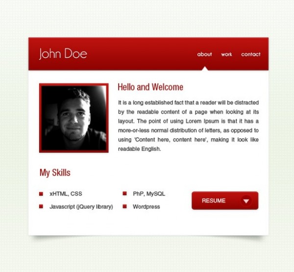 work website webpage web vcard website vcard unique ui elements ui stylish small simple resume red quality profile portfolio original new modern interface hi-res HD fresh free download free elements download detailed design creative contact page clean about 