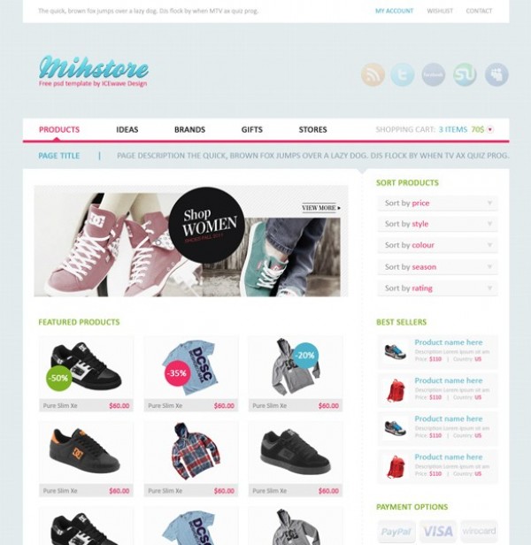 website webpage web unique ui elements ui template stylish shop quality psd pink original new modern mihstore layout interface hi-res HD fresh free download free elements download detailed design creative clothing clean blue 