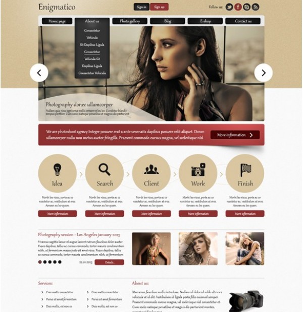 website web unique ui elements ui template stylish quality psd website psd photography photographer website photographer photo shoot photo original new modern interface hi-res HD fresh free download free Enigmatico elements download detailed design creative clean agency 