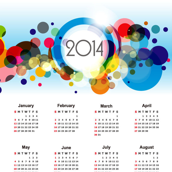 year vector free download free colorful circles calendar bubbles bokeh abstract 2014 calendar 