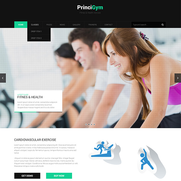 webpage ui elements ui template psd homepage princigym minimal homepage gym free download free fitness 