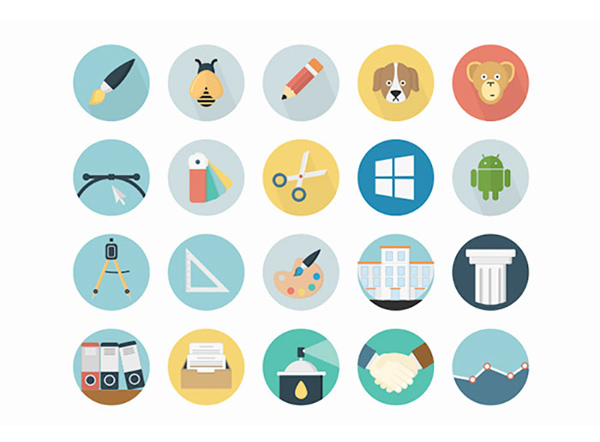 round psd objects icons set flat circle 