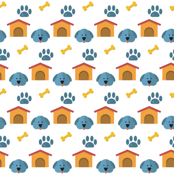 seamless print paws pattern doghouse dog background 
