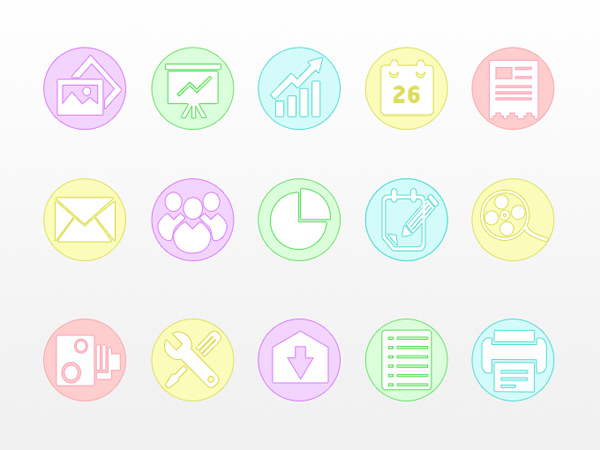 set round pastel infographic icons circular business icons 