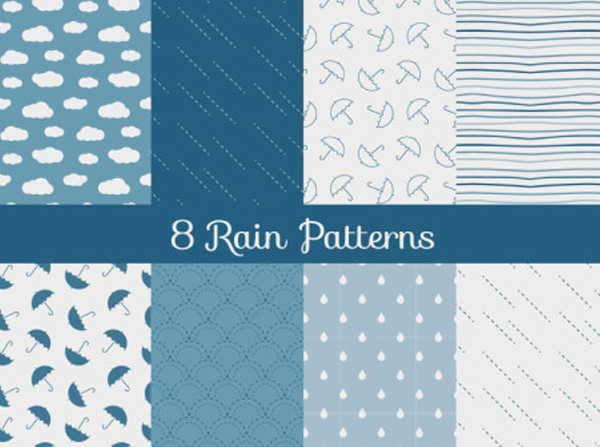 umbrella seamless raindrops rain pattern blue 