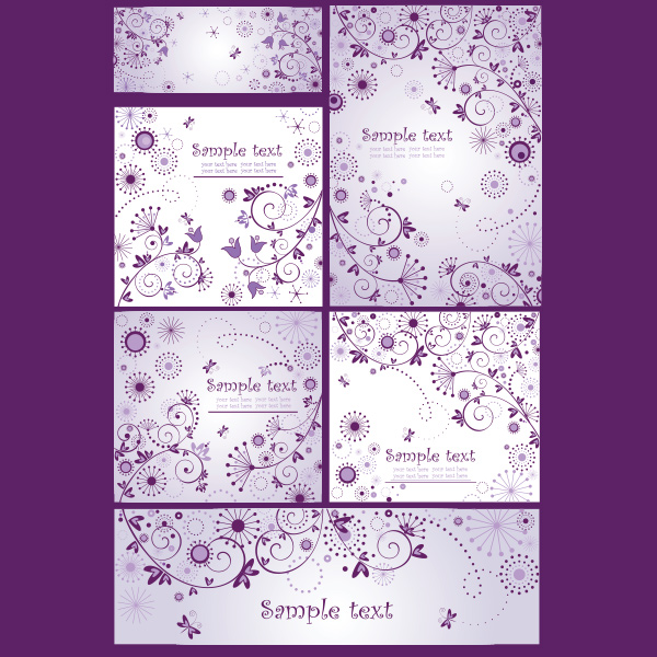 vector purple hearts free flowers floral delicate dainty card banners background 