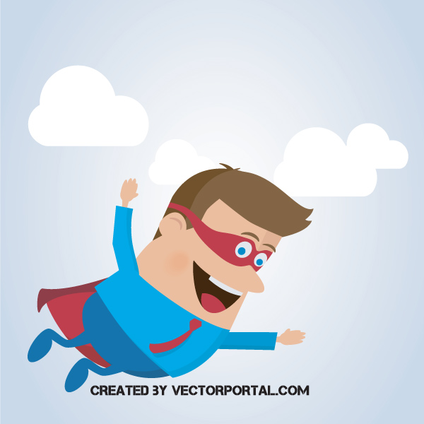 vector superman man happy flying entrepreneur business 