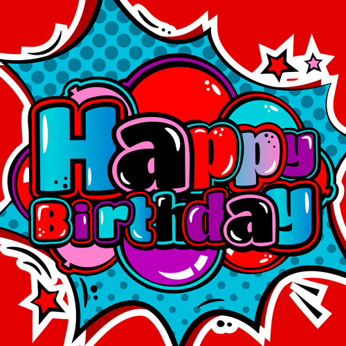 Cartoon Styles Happy Birthday Design Vector 09 Welovesolo
