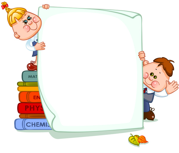 Cartoon school children with blank paper vector 05 - WeLoveSoLo