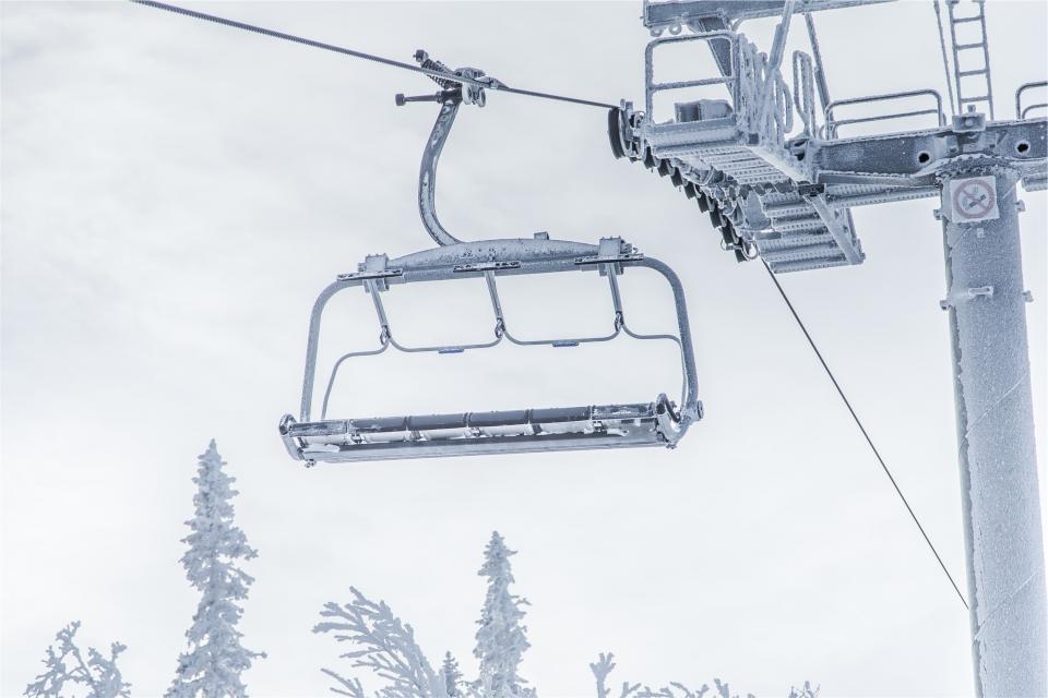 winter snowboarding snow skiing ice frost cold cloudy chairlift 