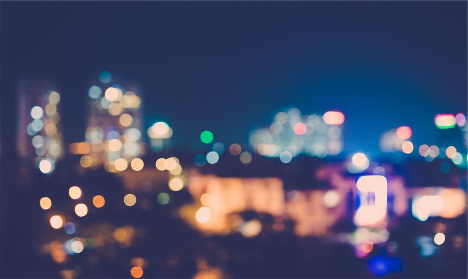 blurry, lights, night, dark, eventing, city, buildings