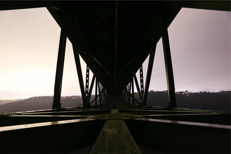 bridge, architecture, dusk, shadows