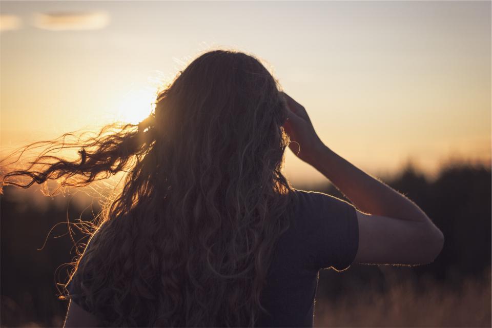 woman sunset people longhair girl curls brunette 