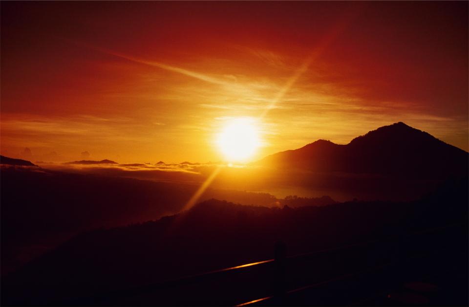 sunset sky silhouette mountains landscape dusk 