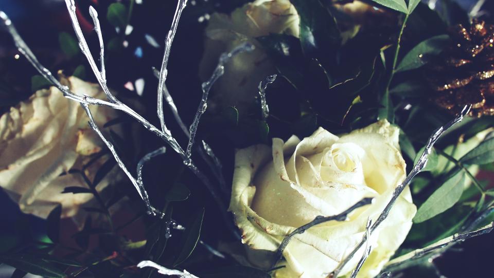 bouquet, flowers, white, roses