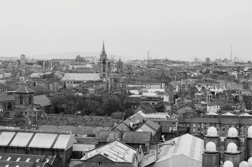 view rooftops city buildings blackandwhite architecture aerial 