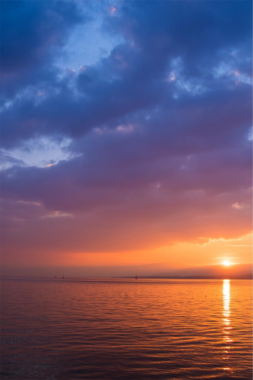 water sunset sky sea purple ocean dusk clouds 