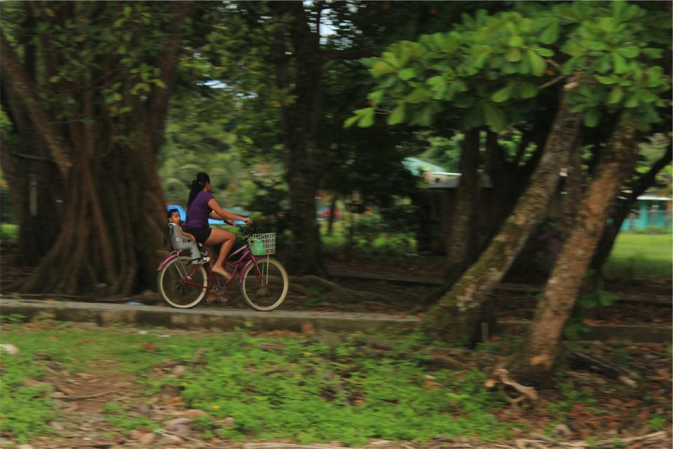 woman trees people path park mother kid cyclist child bike bicycle baby 