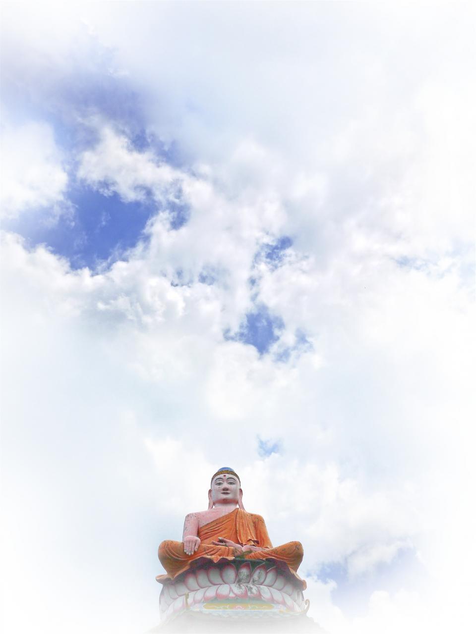 statue sky religion culture clouds Buddhist Buddhism Buddha 