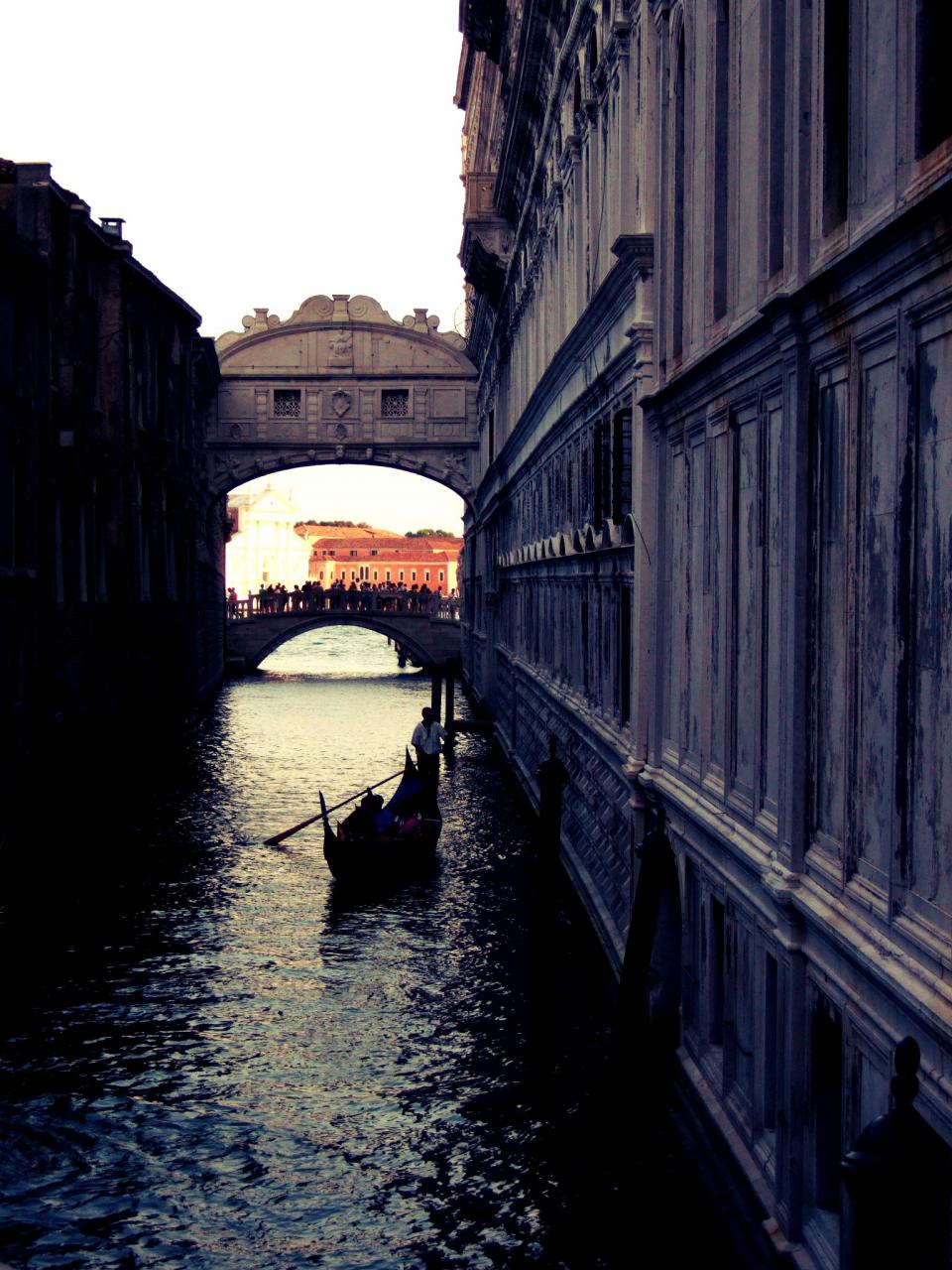 Venice rowing people oar Italy gondola city canal buildings Bridge boat architecture 
