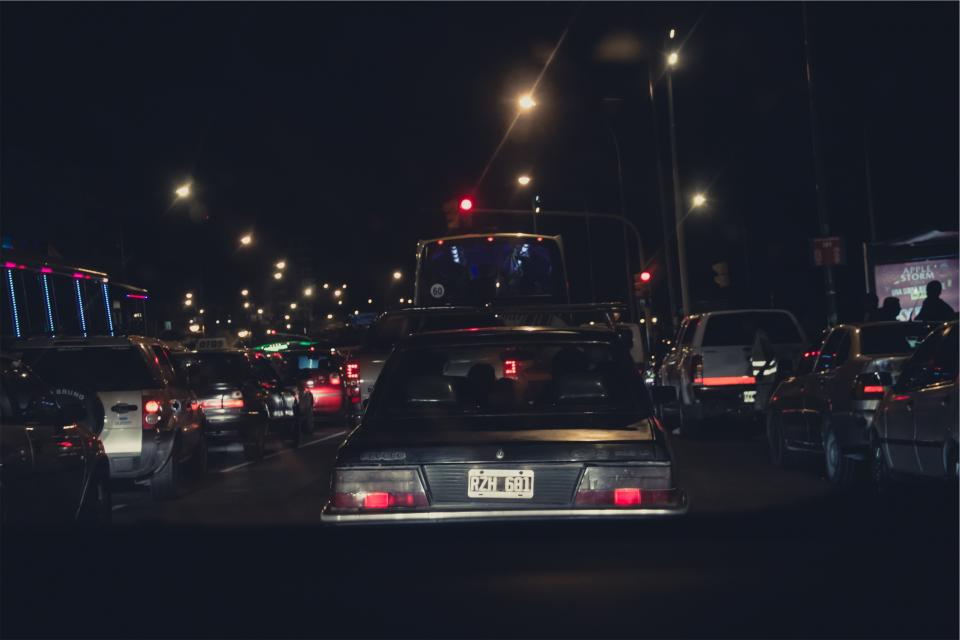 traffic road night lights evening dark cars 