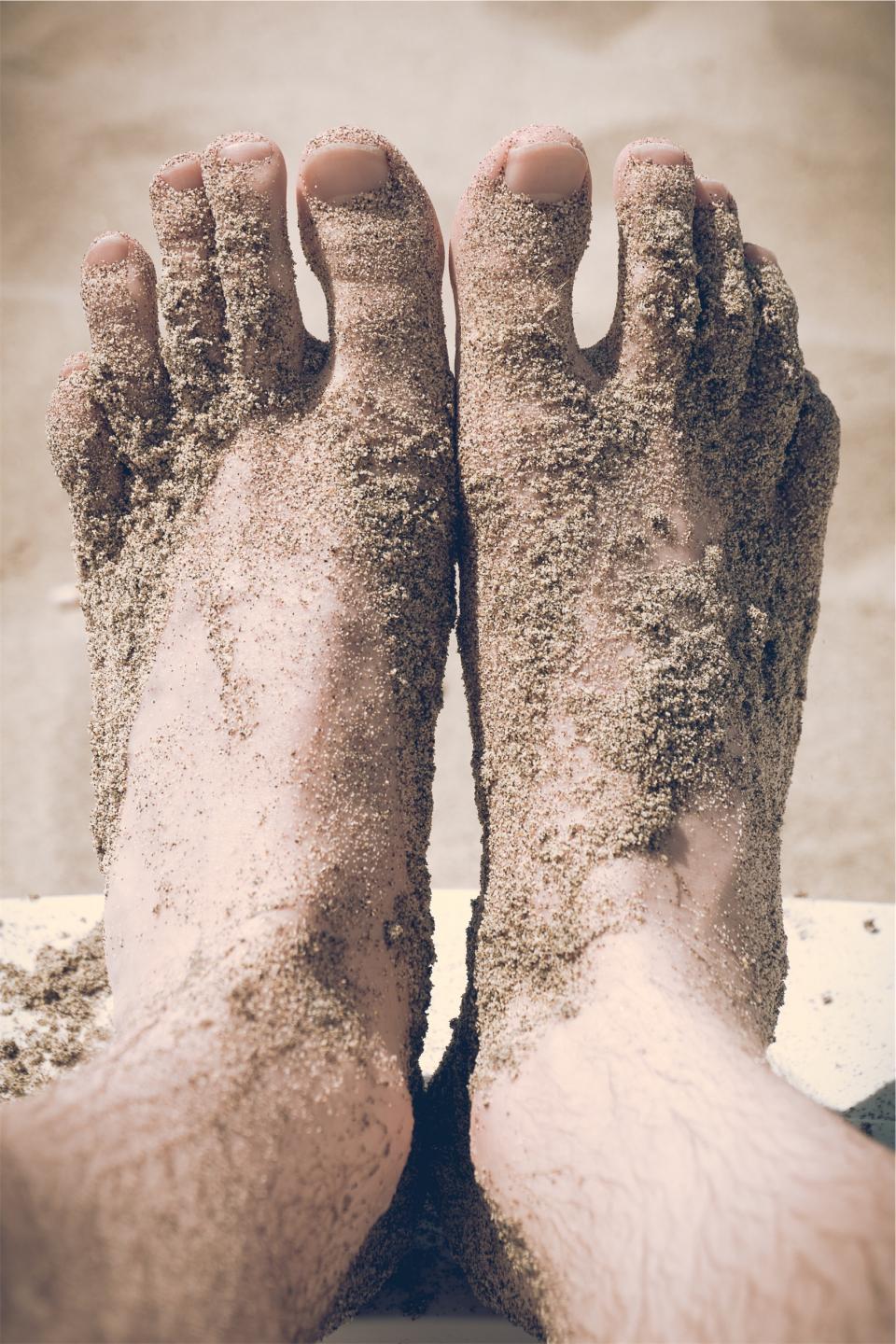 toes sand feet beach barefoot 