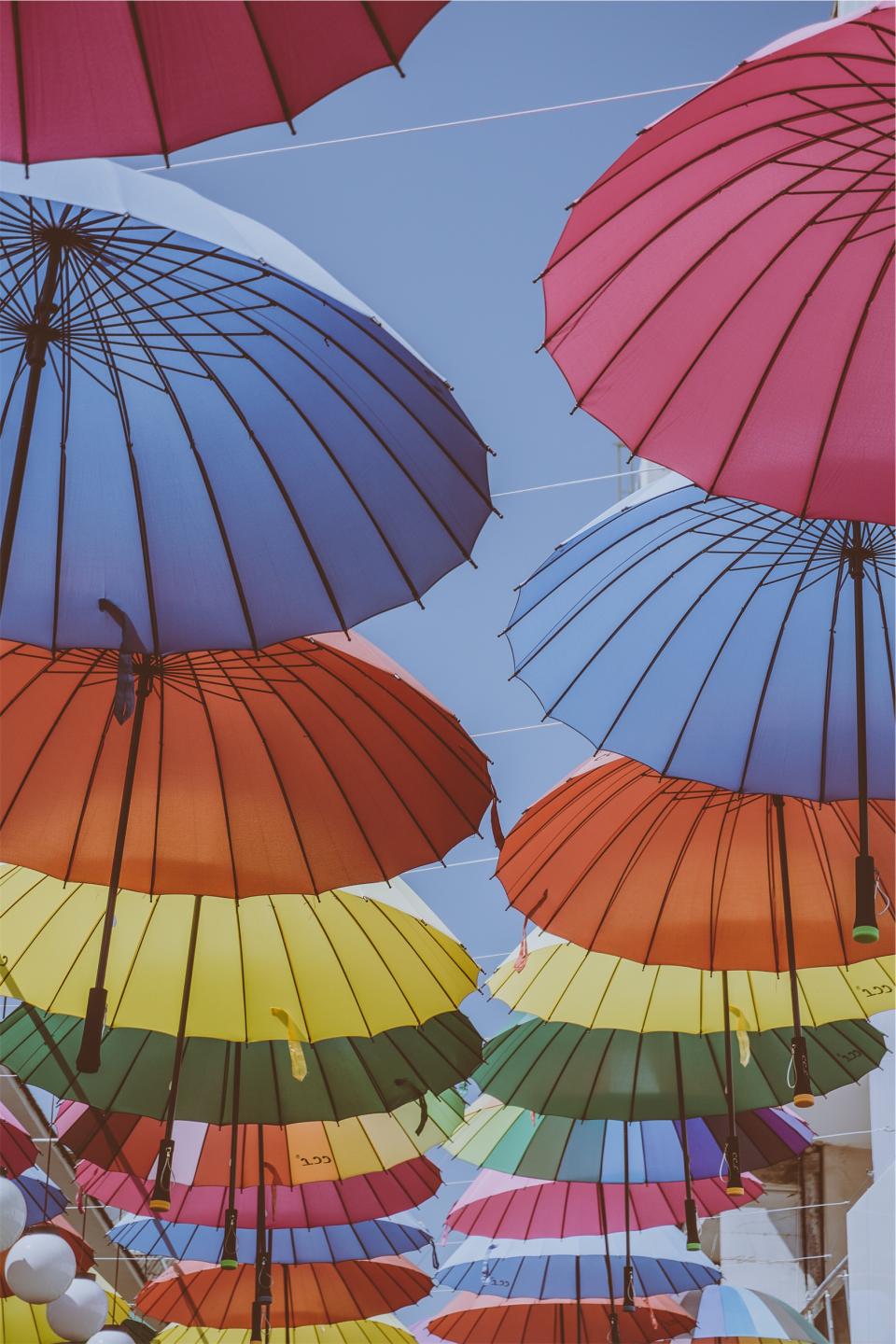 umbrellas sunny rainbow Colours colors 