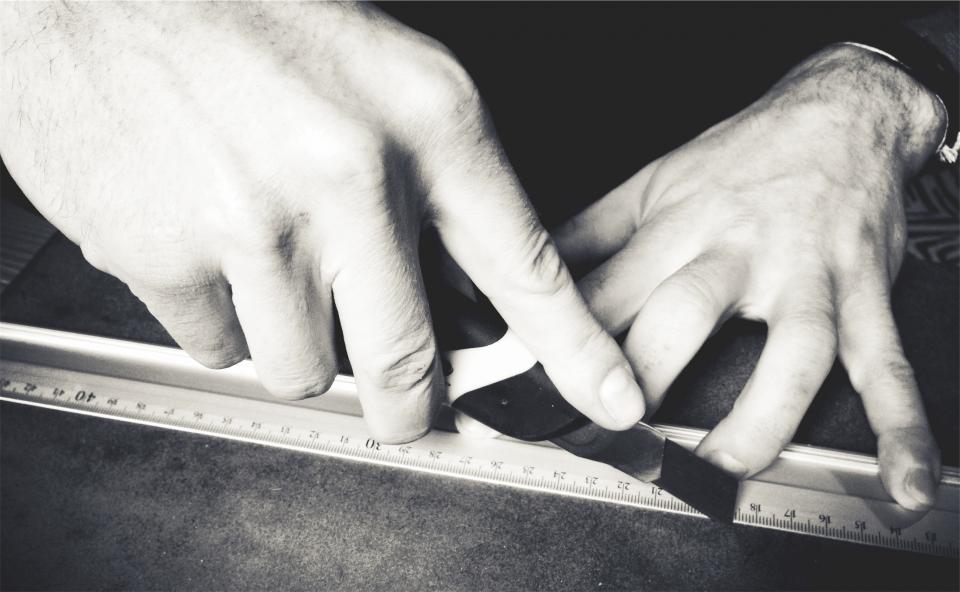 hands, xacto knife, blade, cutting, ruler