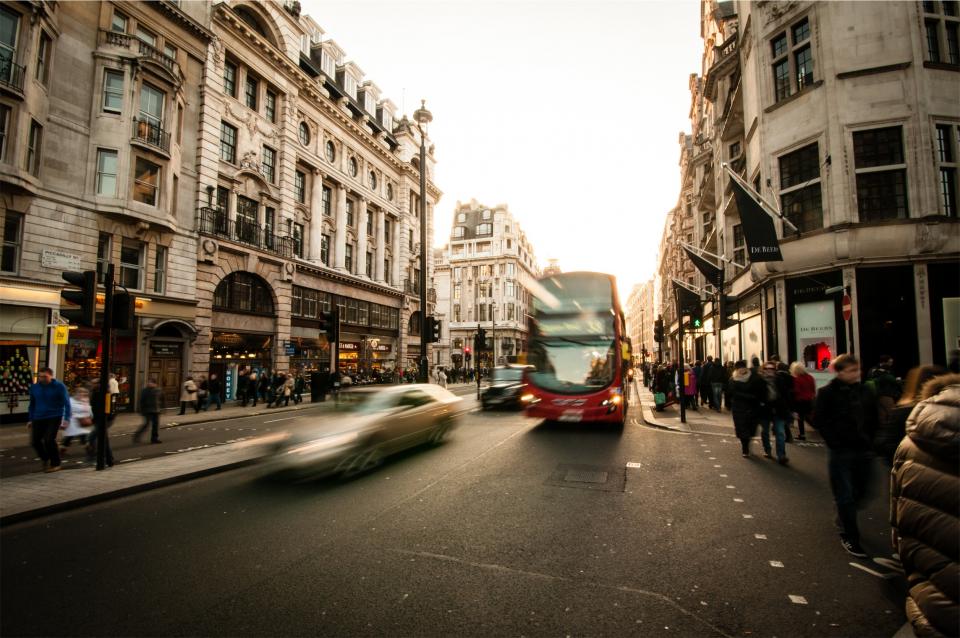 streets, bus, cars, city, urban, buildings, architecture, stores, shops, people, pedestrians, walking, busy